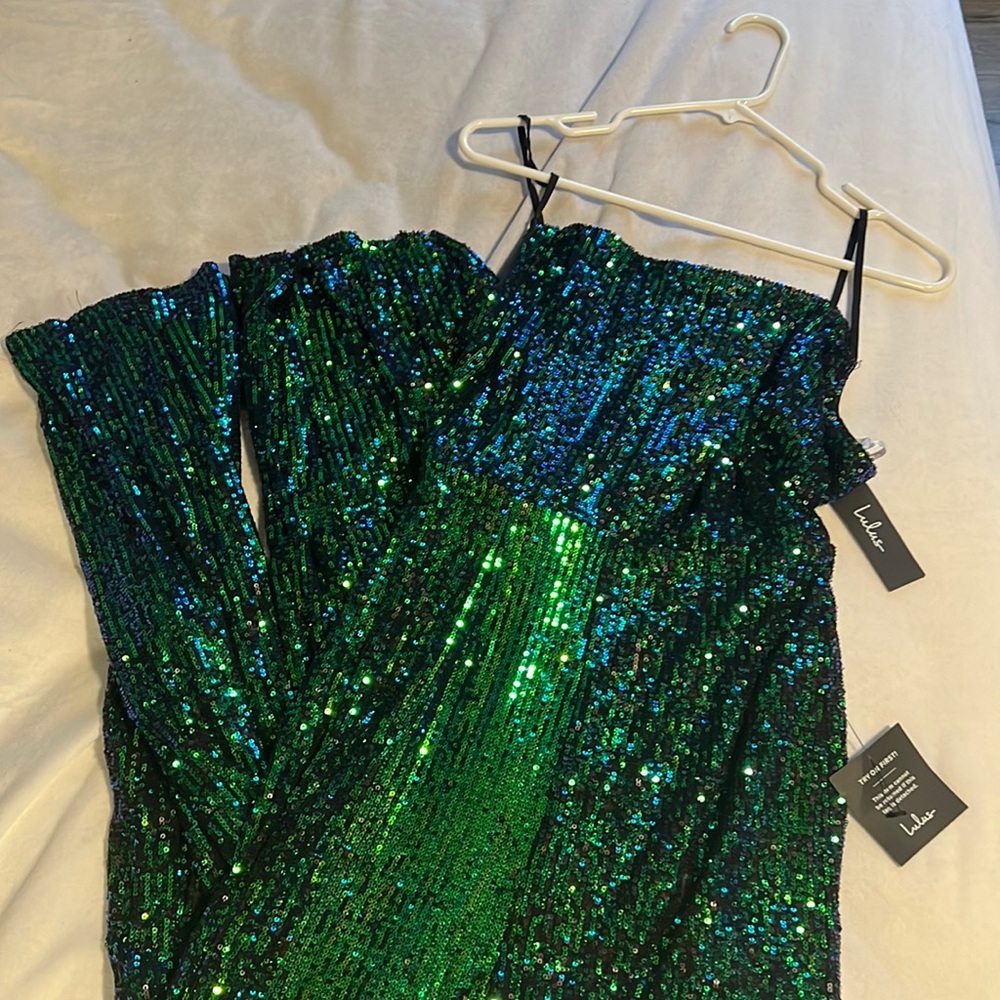 green sequin jumpsuit
